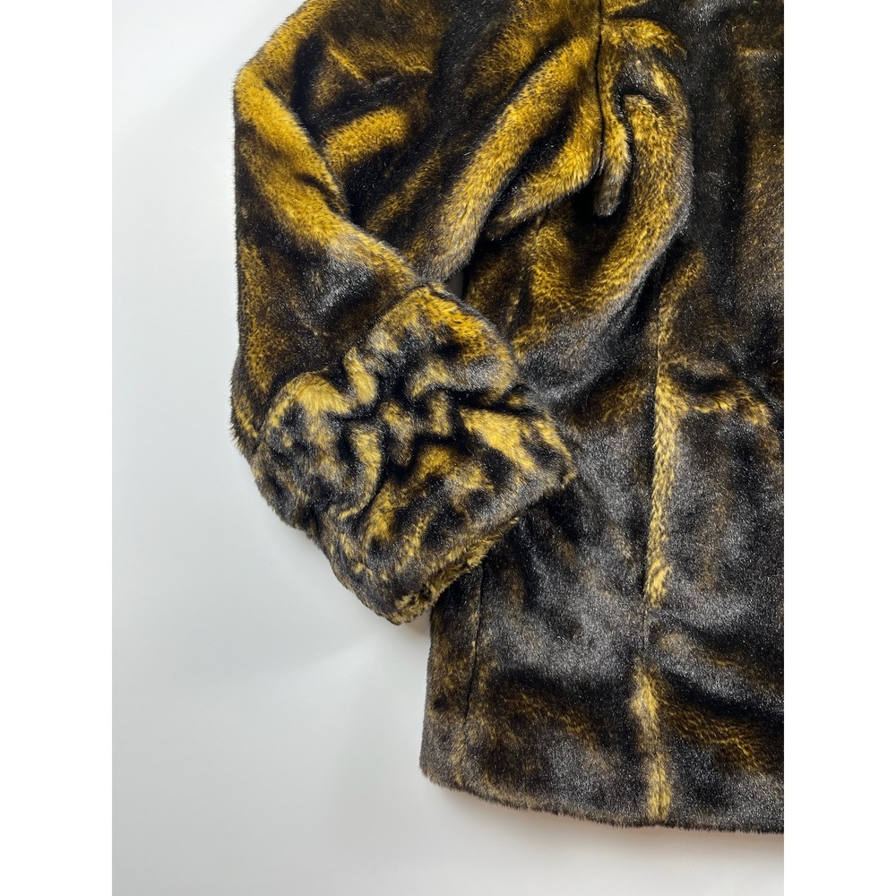 Dennis Basso Faux Fur Jacket Brown Gold Heavy Warm Luxurious Thick Large - Picture 2 of 12